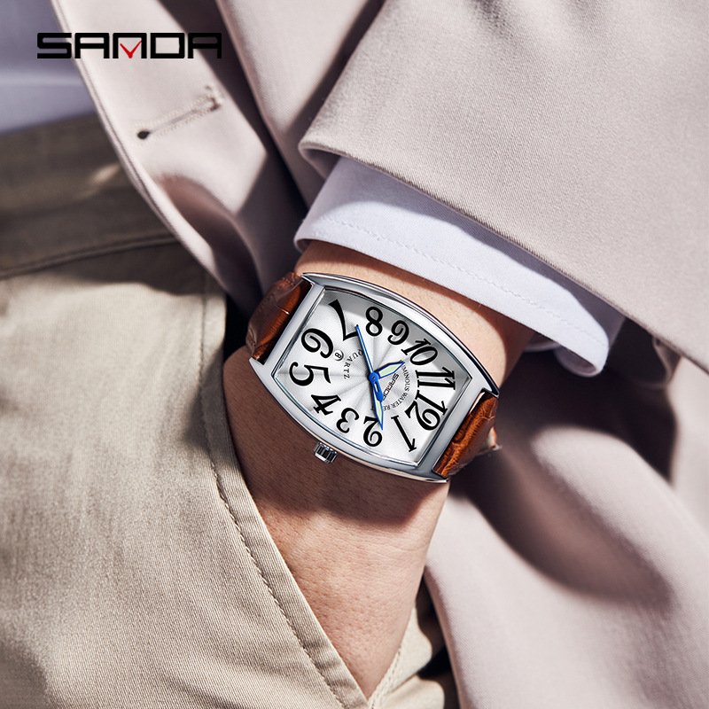Leather Watch Strap - SANDA New Quartz Men's Watch Casual