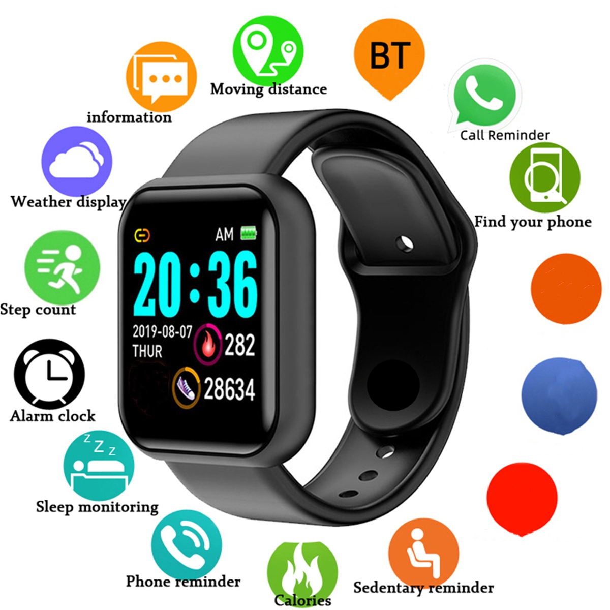 Watch Smart Y68 - Men Smart Watches Color Screen Bluetooth
