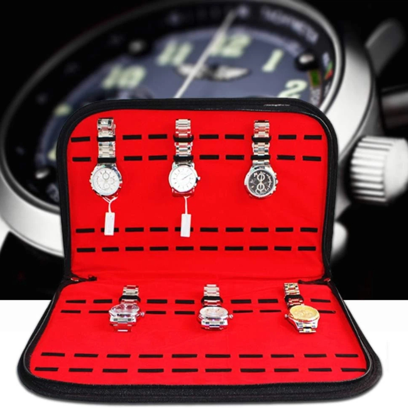 Leather Watch Strap - 20 Slots Watch Storage Bag Convenient