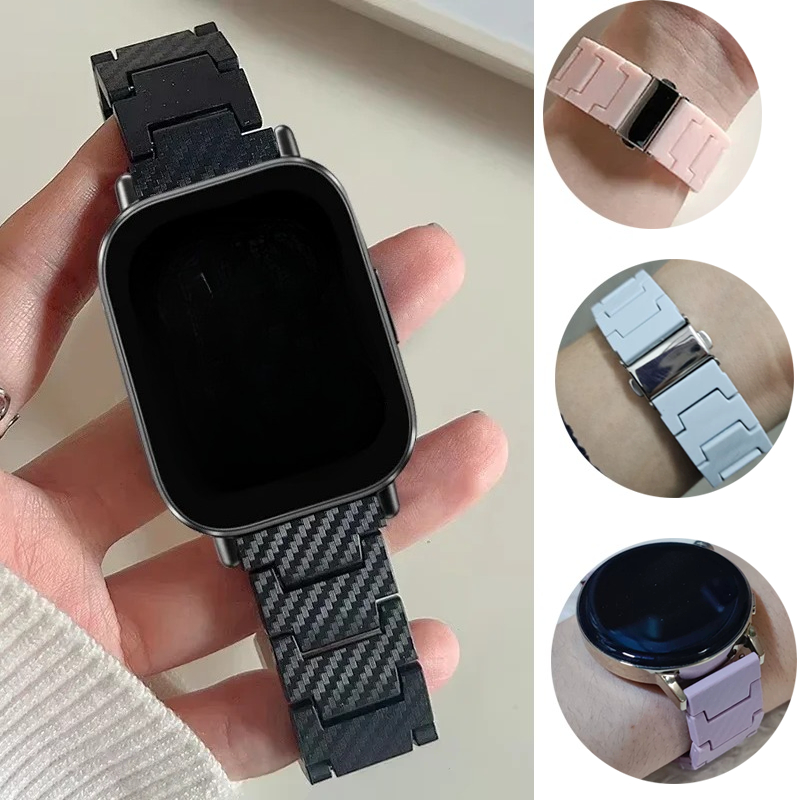 Smartwatch Samsung Watches For Women - 20mm 22mm Carbon Fiber Band For