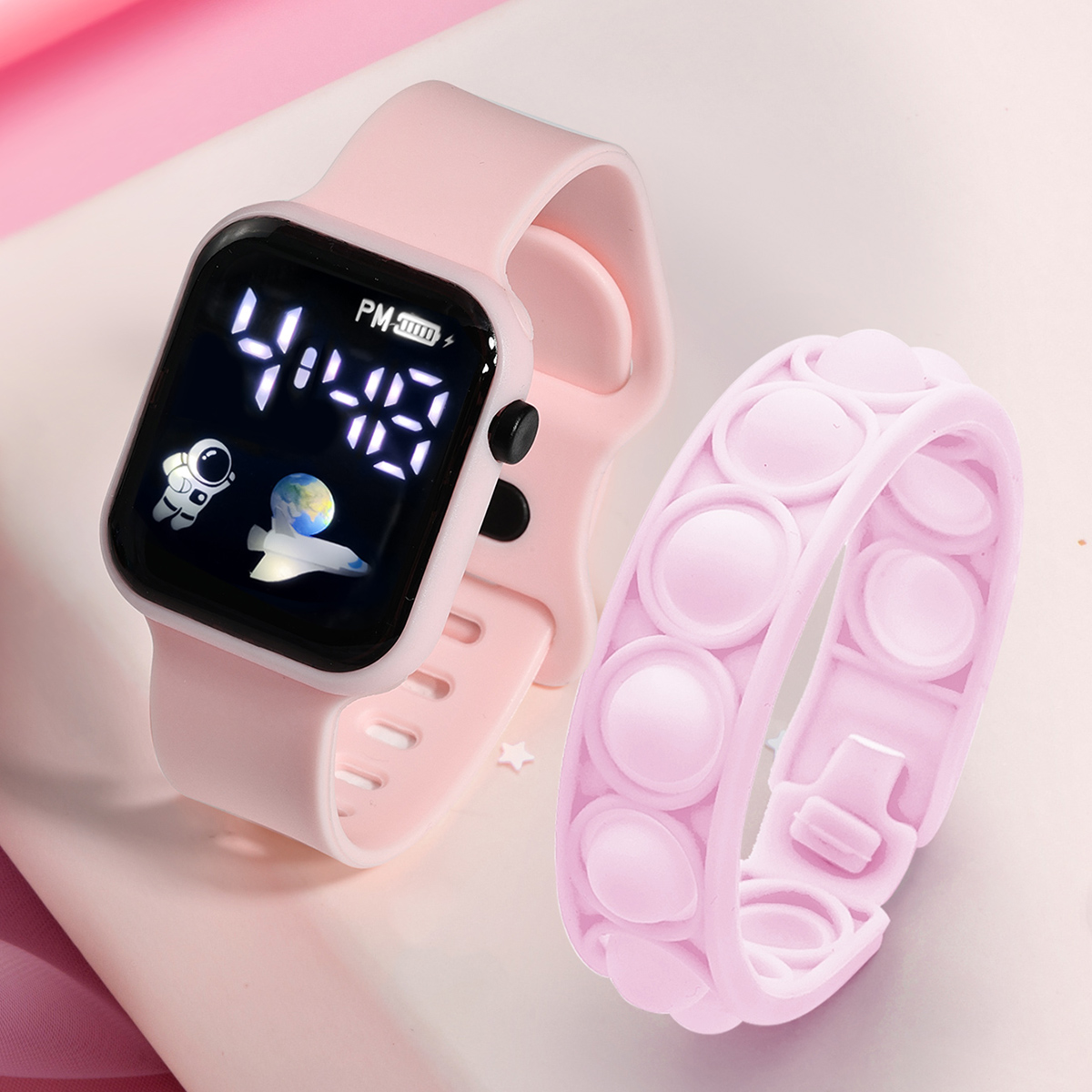 Smartwatch Watches Gift For Girls - 2PCS Children's Smart Watch Bracelet Simple