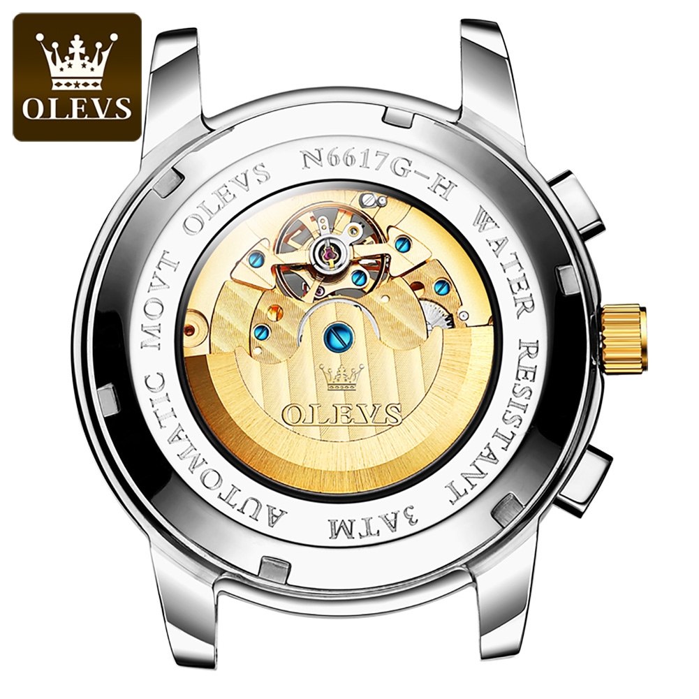 OLEVS 6617 Men's Classic Mecha - Leather Watch Strap 评论和价格