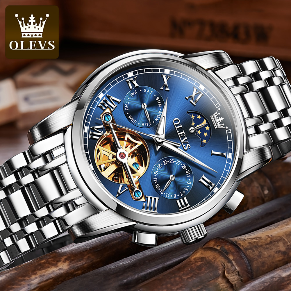 OLEVS 6617 Men's Classic Mecha - Leather Watch Strap 评论和价格