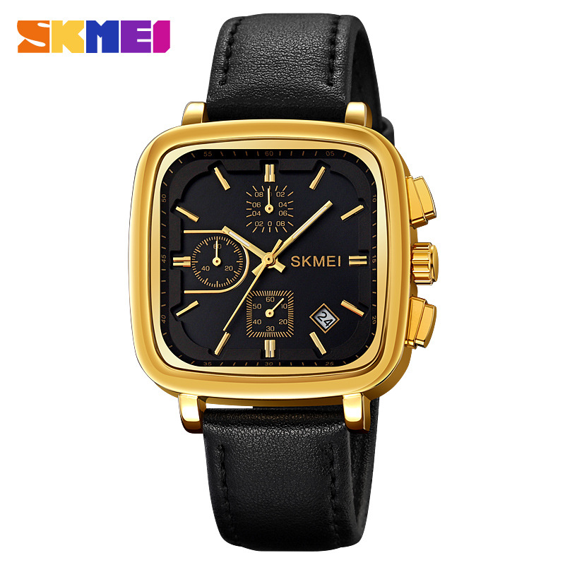 Square Men's Watch Quartz Wate - Leather Watch Strap 评论和价格