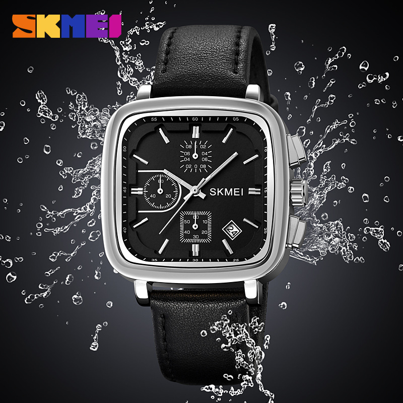 Square Men's Watch Quartz Wate - Leather Watch Strap 评论和价格