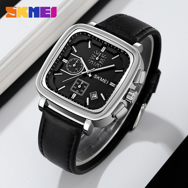 Square Men's Watch Quartz Wate - Leather Watch Strap 评论和价格