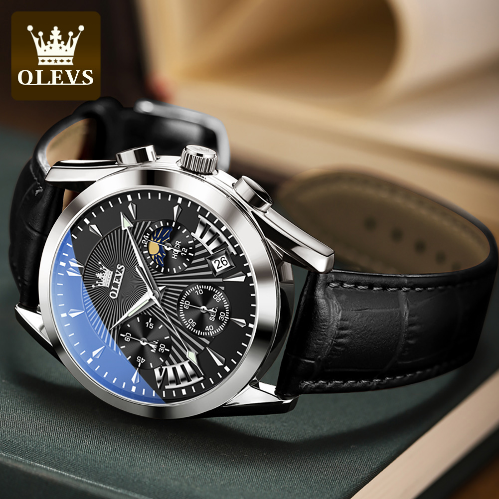OLEVS casual fashion men's wat - Leather Watch Strap 评论和价格