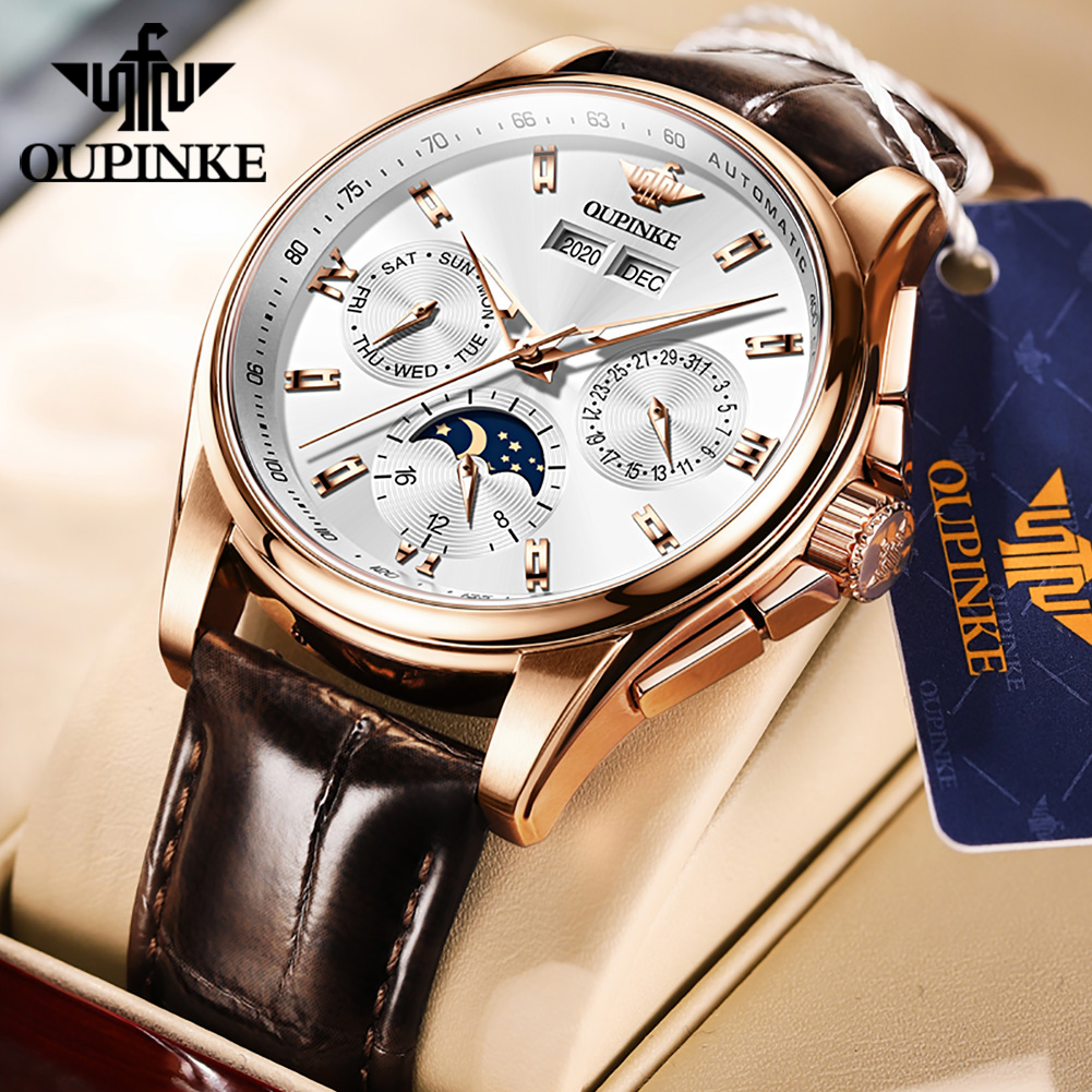 OUPINKE Men's Watches Casual T - Leather Watch Strap 评论和价格