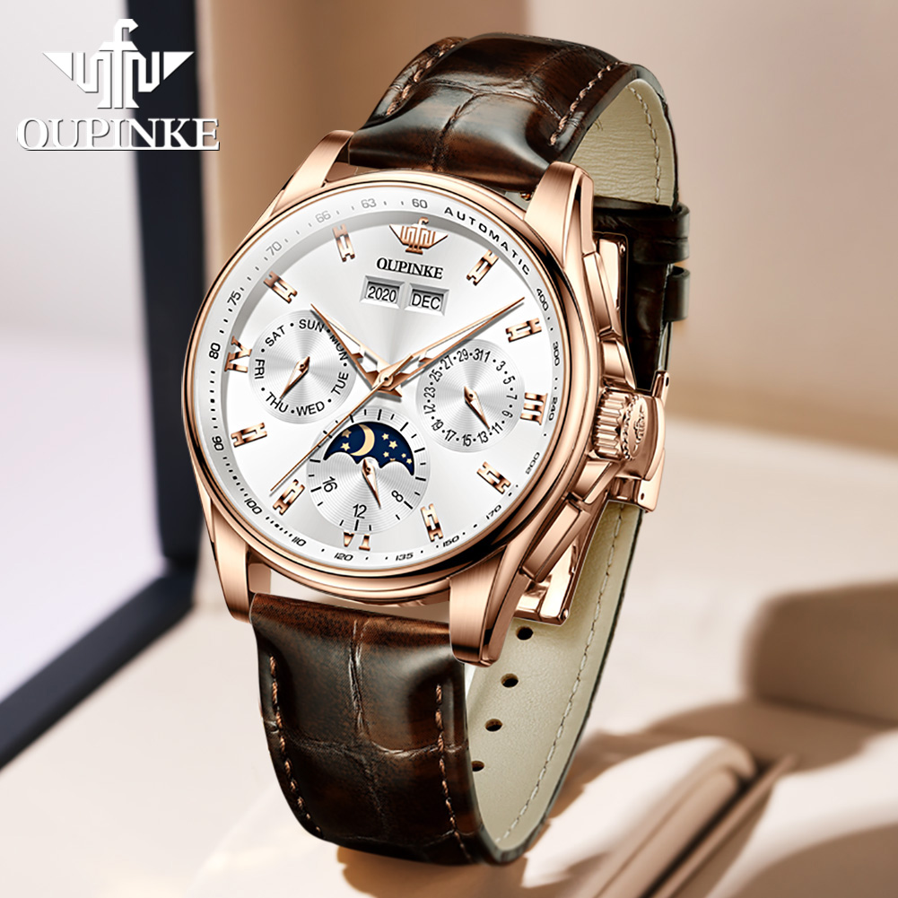 OUPINKE Men's Watches Casual T - Leather Watch Strap 评论和价格