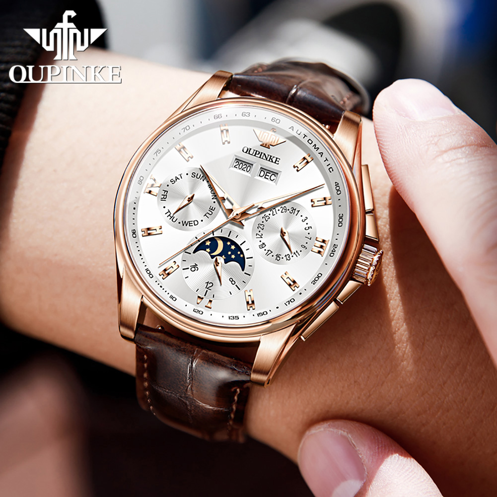 OUPINKE Men's Watches Casual T - Leather Watch Strap 评论和价格