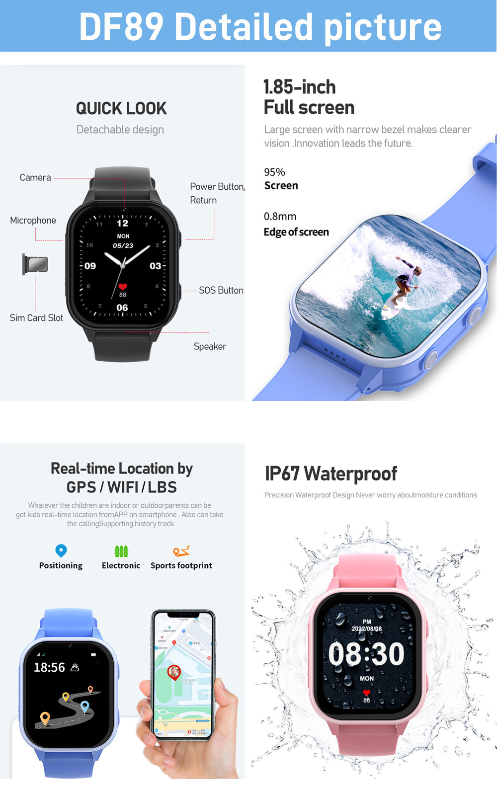 2G 4G Kids Smart Watch Phone G - Smartwatch Watches Gift For Girls 评论和价格